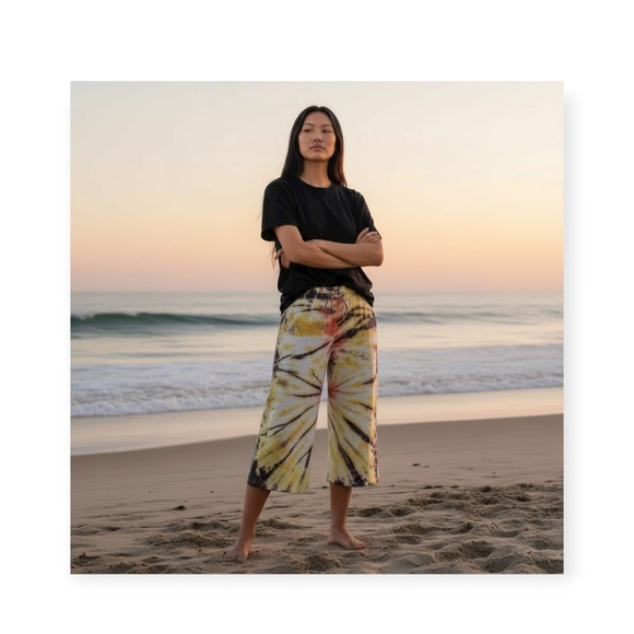 Y2K: new Lucky Brand ✌︎︎ Tie Dye Cropped Big Sweatpants ✌︎︎ Multi ✌︎︎ XXS XS S